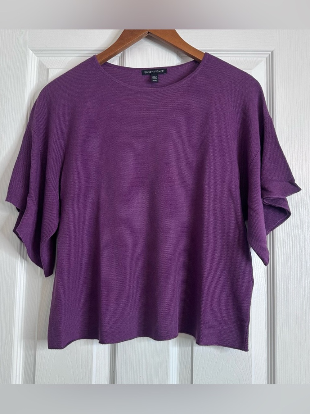 Eileen Fisher Deep Purple Short Sleeve Knit Pullover Women's Size XS